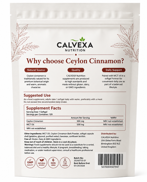 CALVEXA Ceylon Cinnamon with MCT Oil – 120 Softgels