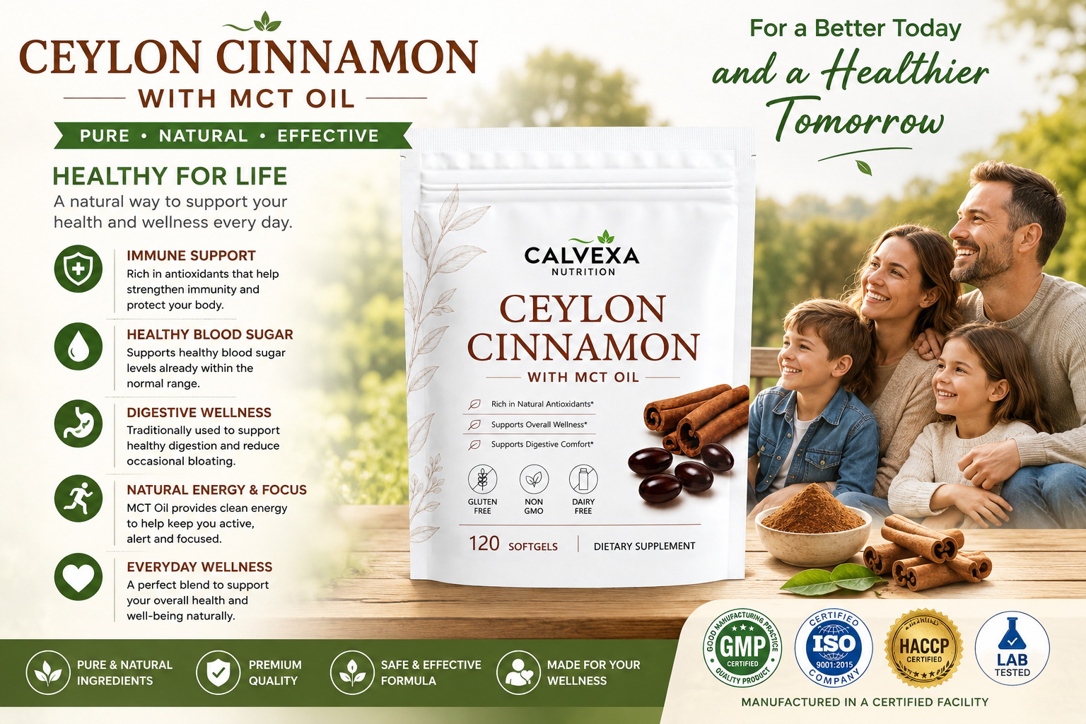 CALVEXA Ceylon Cinnamon with MCT Oil – 120 Softgels