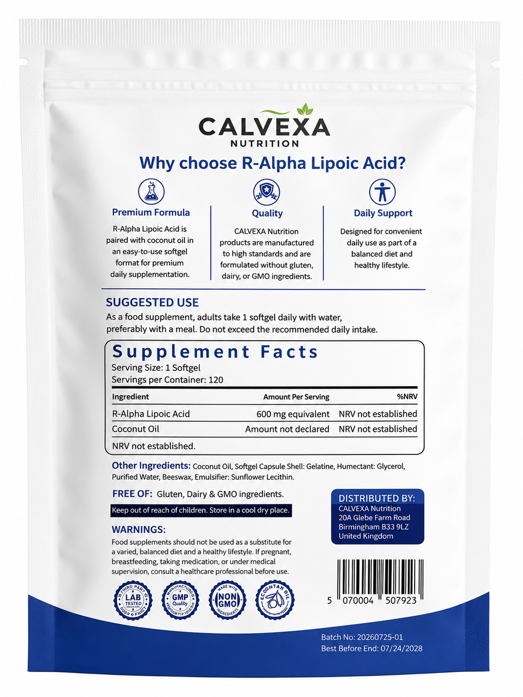 R-Alpha Lipoic Acid 600mg Equivalent
