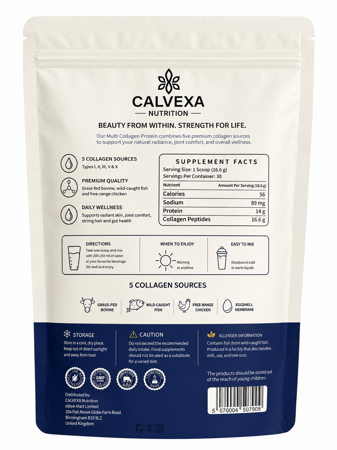Multi Collagen Peptides Powder 500g